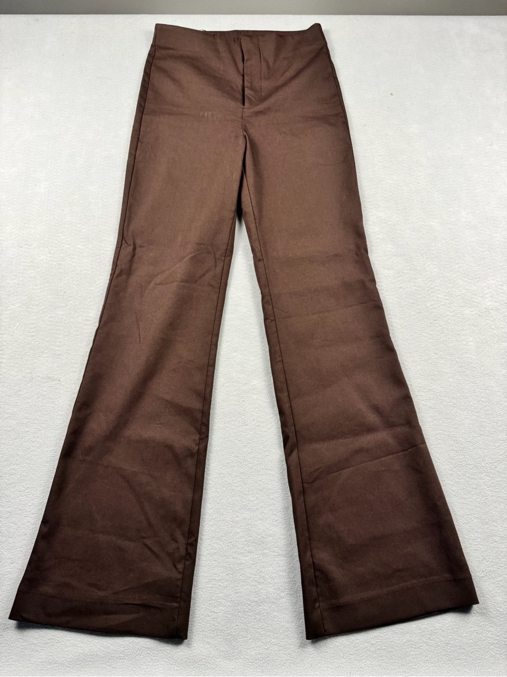 Zara Brown Dress Pants Womens Small Flair Leg Flat Front Zip Solid NWT Boho Chic